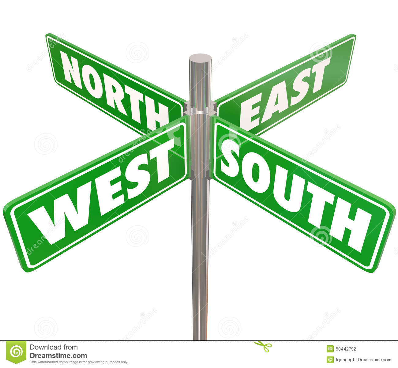 north-south-east-west-way-green-road-signs-intersection-four-street